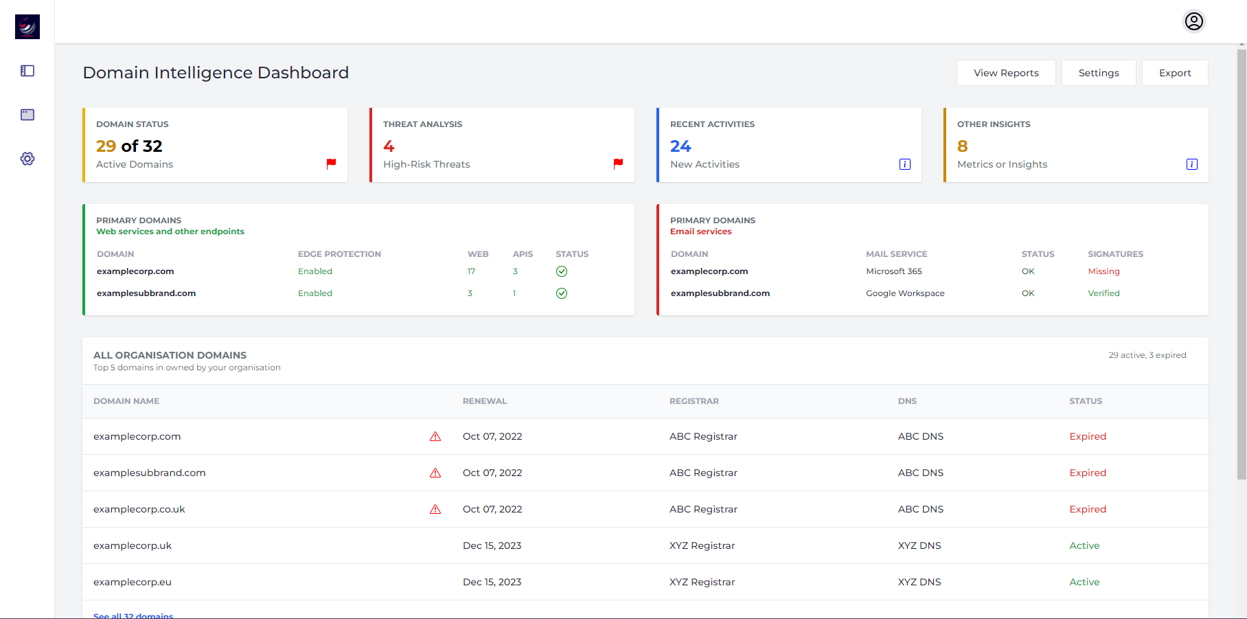 Domain Intelligence Dashboard